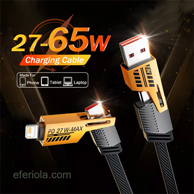 Ultimate 4-in-1 Fast Charging Cable: USB-C & USB-A for All Your Devices